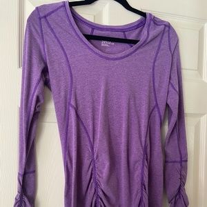 Zella Ruched Sleeve Purple Shirt
